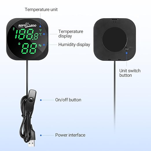 REPTI ZOO Thermometer Hygrometer, LED Digital Thermo Hygrometer - Image 8