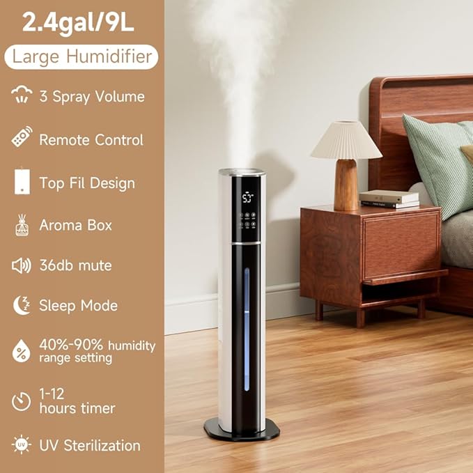 2.4Gal/9L Top Fill Quiet Ultrasonic Humidifier - Image 2