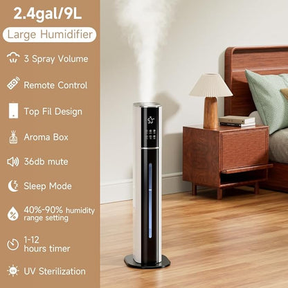 2.4Gal/9L Top Fill Quiet Ultrasonic Humidifier - Image 2