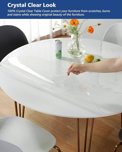 50 Inch Round Table Protector Clear Dining Room Table Cover Runner Circle Vinyl - Image 4