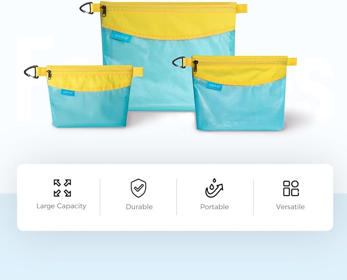 pack all 3 Pcs Water-Resistant Material Zipper Pouch Set, Mesh Zipper Bags - Image 8