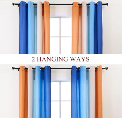 L.Z.E Navy Blue Orange Ombre Privacy Curtains 72 Inches Long - Image 2