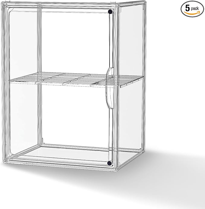 Clear Acrylic Display Case, Super Large Stackable Storage Bins Magnetic by HOYOJA