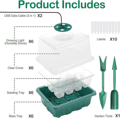 Seed Starter Tray with Light, Seedling Starter Trays with Humidity Domes - Image 4