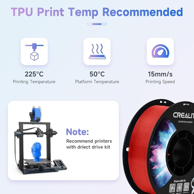 Official Creality TPU Filament, Flexible 3D Printer Filament 1.75mm, 95A Shore - Image 4