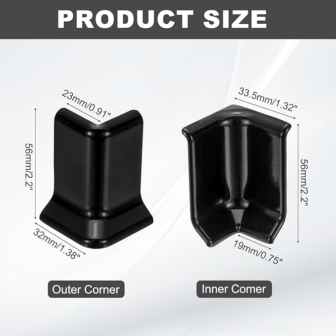 uxcell Self Adhesive Baseboard Corner Blocks, 2.2 Inch Wall Edge Corner - Image 2