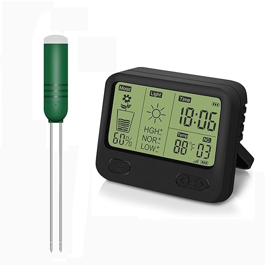 4-in-1 Wireless Soil Moisture Meter/Thermometer/Sunlight/Time, PH Paper by Kithouse