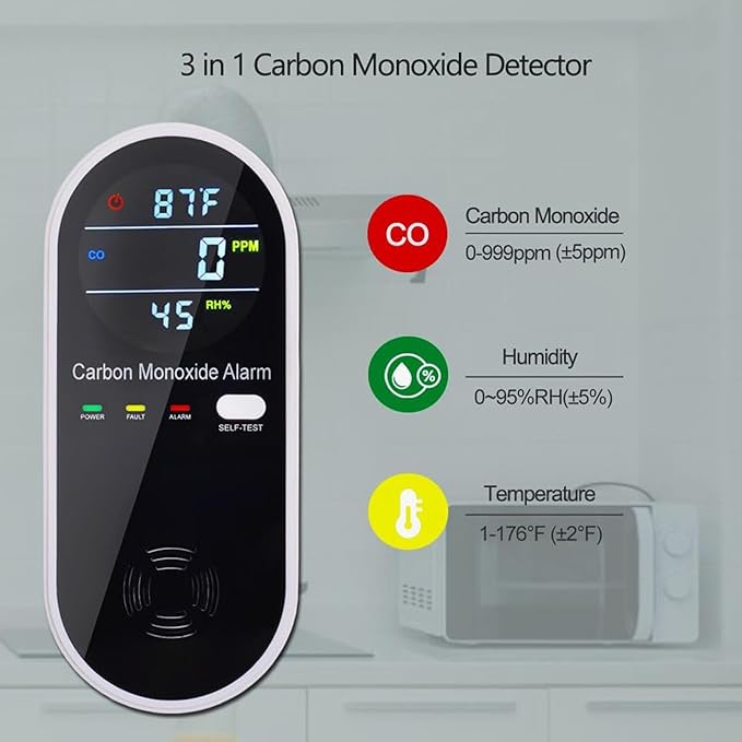 3-in-1 Carbon Monoxide Detector, Carbon Monoxide Detector Plug in Wall - Image 6
