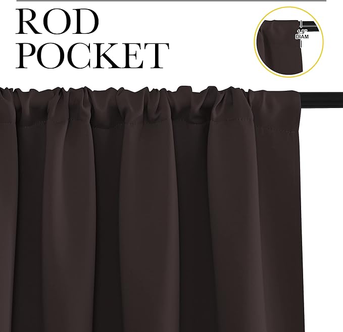 NICETOWN Blackout Curtains for Living Curtains, Toffee Brown, 2 Panels - Image 2