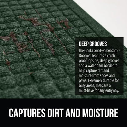 GORILLA GRIP Front Door Mat, Indoor Outdoor Ultra Absorbent HydroAbsorb Doormat - Image 4