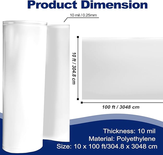 10'x100' Crawl Space Vapor Barrier, 10mil Film Plastic Sheeting, Heavy Duty - Image 2