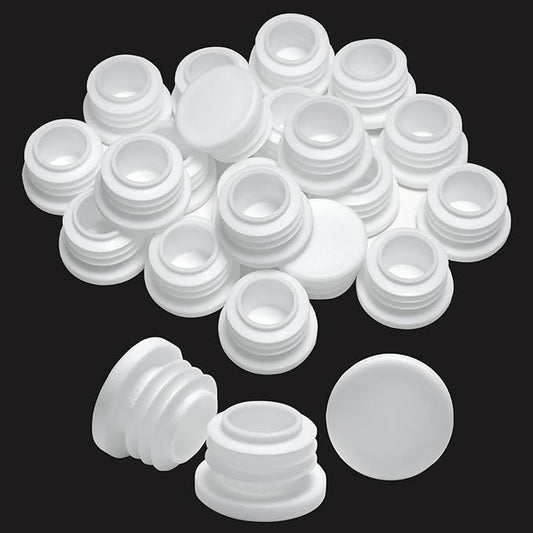 1" Plastic Hole Plugs White -Round Chair Leg Caps, Flush Mount Pipe Plugs by EASYEAH