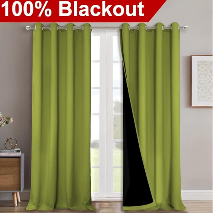 NICETOWN 100% Blackout Blinds, Fresh Green, Laundry Room Decor Window Treatment - Image 2