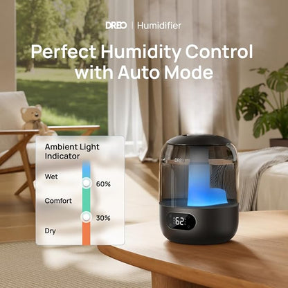 DREO Humidifiers for Bedroom, 3L Top Fill 30H & 26dB Quiet Runtime for Large - Image 2