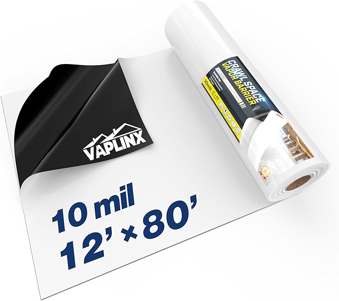 Crawl Space Vapor Barrier, 10 Mil Vapor Barrier, Drop Cloth Moisture Barrier by VAPLINX