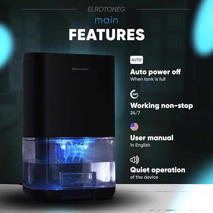 Dehumidifier ELROTONEG, 35 OZ Water Tank, Small Dehumidifier - Image 3