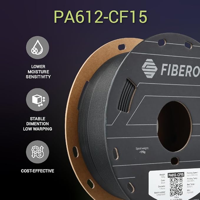 Polymaker Fiberon PA612-CF Carbon Fiber Nylon Filament 1.75mm Black 0.5kg - Image 6