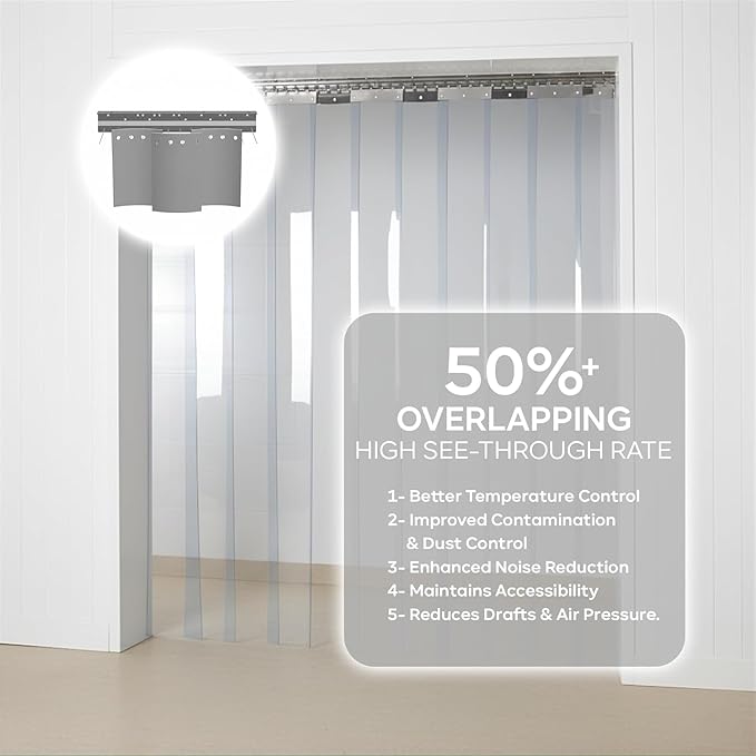 Set PVC Curtain Plastic Strip Thermal Door Cover Clear Screen Commercial - Image 7