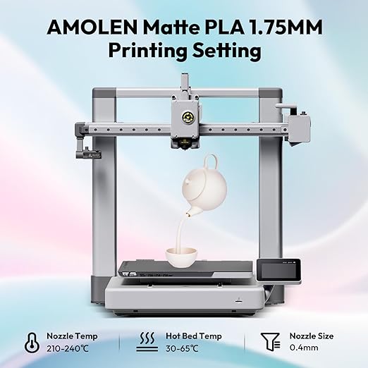 AMOLEN PLA Matte 3D Printer Filament Bundle, PLA 1.75mm Craftsman Color Quartet - Image 3