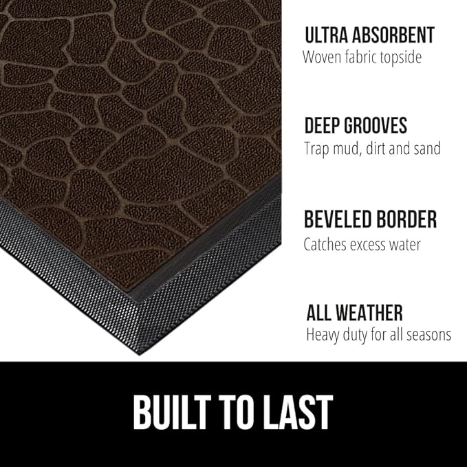 GORILLA GRIP 100% Waterproof All-Season WeatherMax Doormat, US Designed Natural - Image 3