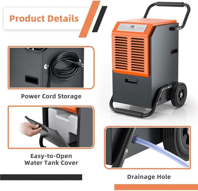 ARLIME 140 Pints Dehumidifier w/Handles & Wheels & Intelligent Humidity Control - Image 2