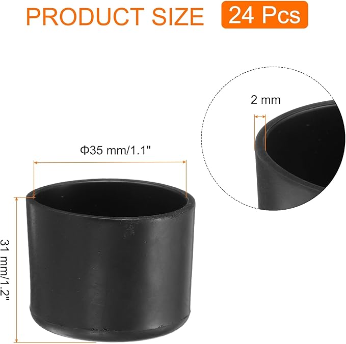 uxcell 24pcs Round Chair Leg Caps 35mm/1.4" PVC Chair Leg Floor Protectors - Image 2