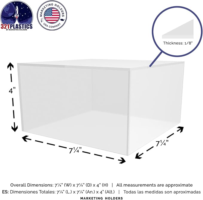 Acrylic Display Box Countertop Bin 7.25" x 7.25" x 4" Frosted Merchandise - Image 6