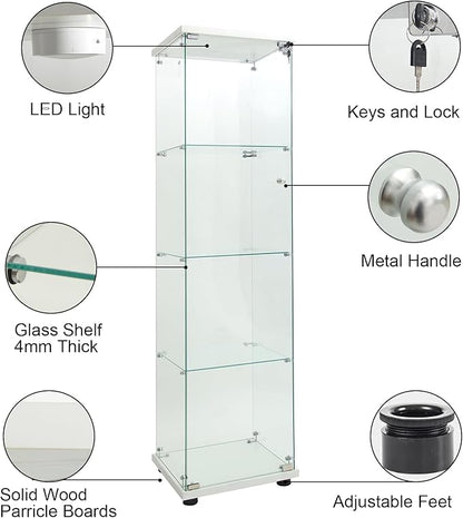 Yoluckea 4 Shelves Glass Display Cabinet - Image 7