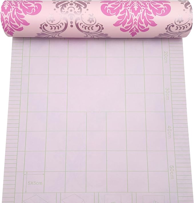 Yifely Vintage Pink Damask Self-Adhesive Shelf Drawer Liner Moisture Proof PVC - Image 4