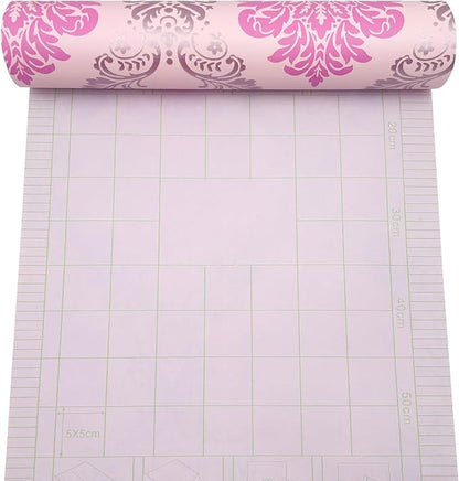 Yifely Vintage Pink Damask Self-Adhesive Shelf Drawer Liner Moisture Proof PVC - Image 4