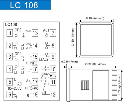 PID Temperature Controller; LC108 TC/RTD Input ;Output:SSR, Size:48*48 - Image 4