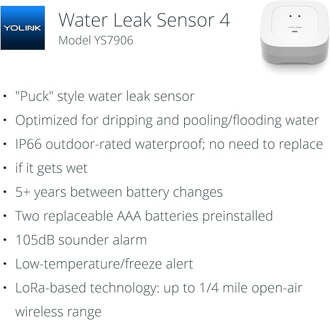 Water Leak Sensor 4 with 105dB Audio Alarm 3-Pack, Email & Push Notifications - Image 2