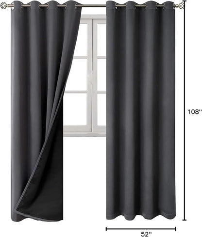 BGment 100% Blackout Curtains 108 Inch Long 2 Panles Set, Thermal Insulated - Image 9