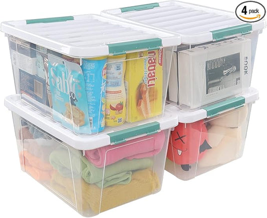 35 L Clear Large Storage Box, Plastic Storage Bins by Zerdyne