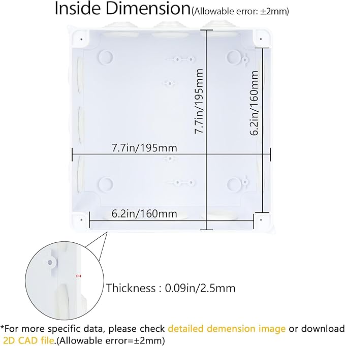 LeMotech Junction Box, ABS Plastic IP65 Waterproof and Dustproof, Universal - Image 3