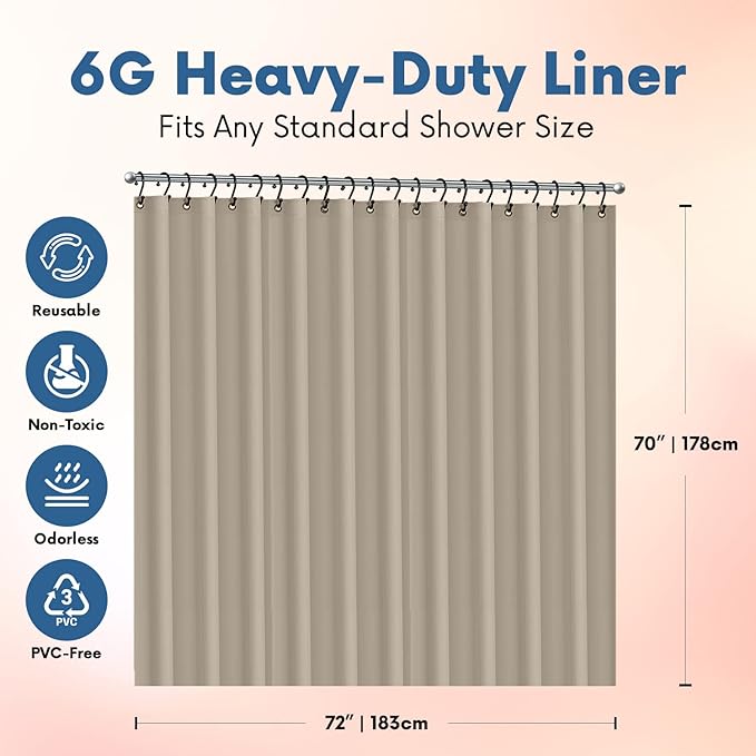 Premium Shower Curtain Liner, 6G PEVA Shower Curtain - Image 2