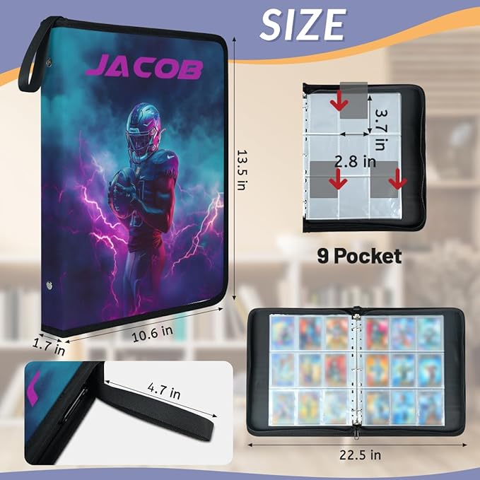 Personalized 9 Pockets Football Card Binder, Custom Rugby Collector Album - Image 3