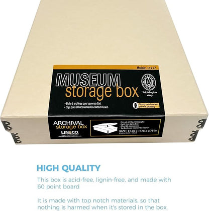 Lineco Museum Archival Storage Box, 11.75x17.75x3.75 in. Drop Front Design. - Image 5