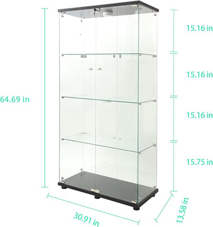 Yoluckea 4-Tier Glass Display Cabinet - Image 2