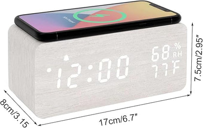Lancoon Wooden LED Alarm Clock - Image 4