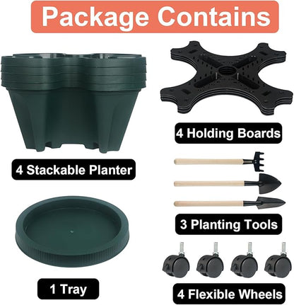 GameXcel Vertical Planter 4 Tier Stackable Planters Garden Planters Strawberry - Image 8