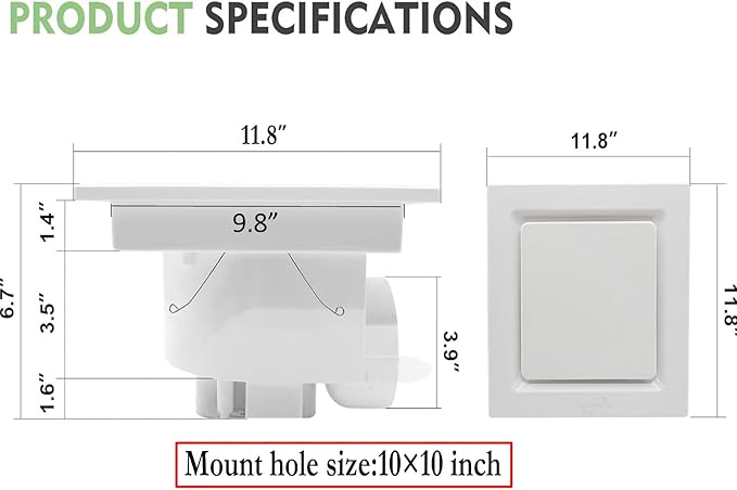 Bathroom Exhaust Fan without Light, Ceiling Mount Ventilation Fan bathroom - Image 4