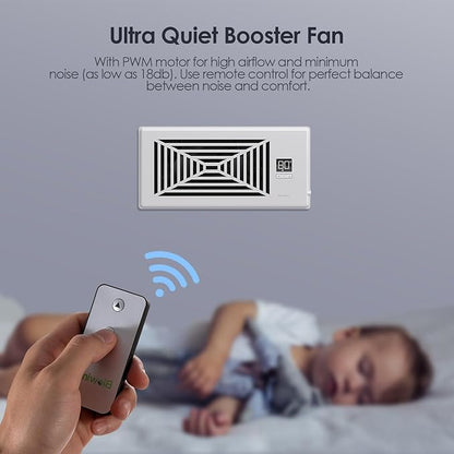 Quiet Register Booster Fan Fits 4" x 10" Register Holes, 10-Speed Smart Heating - Image 5