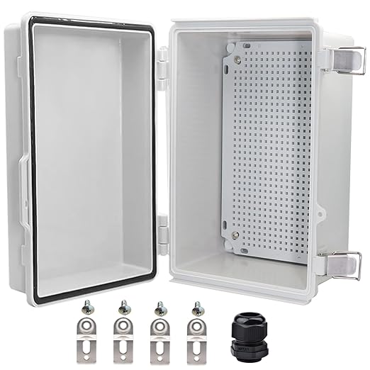 Waterproof Electrical Box, IP67 Junction Box Stainless Steel Latch Hinged Grey by YETLEBOX
