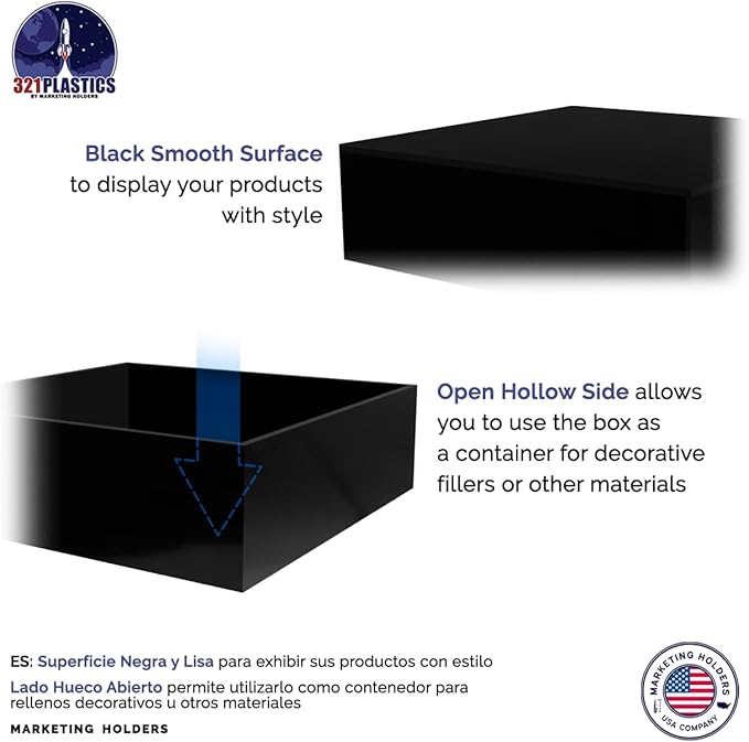 4 Pack Black Acrylic Display Box Countertop Showcase Bin No Lid 6.75" x 6.75" x - Image 4