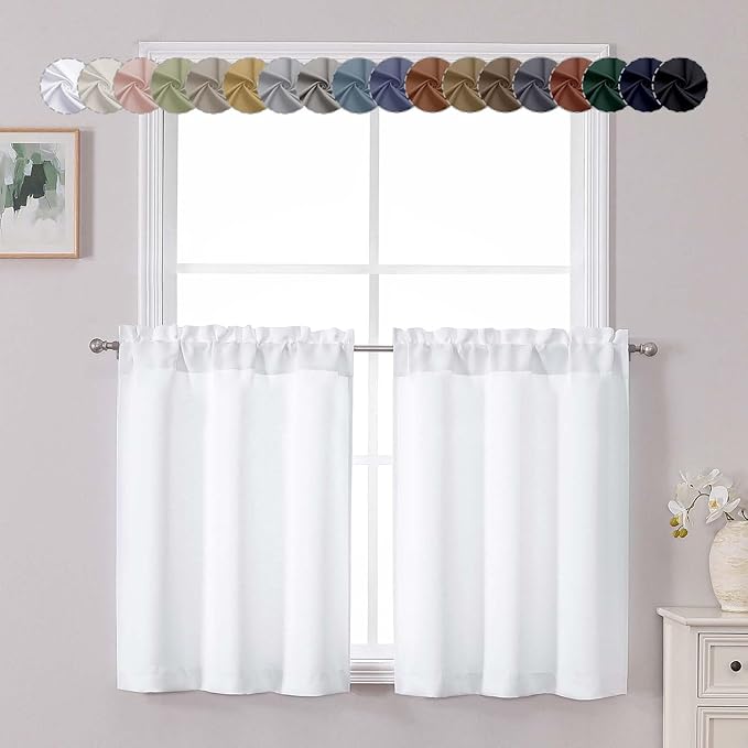 Chyhomenyc Light Filtering Short Curtains 30 Inch Length, Small Kitchen Window by Chyhomenyc