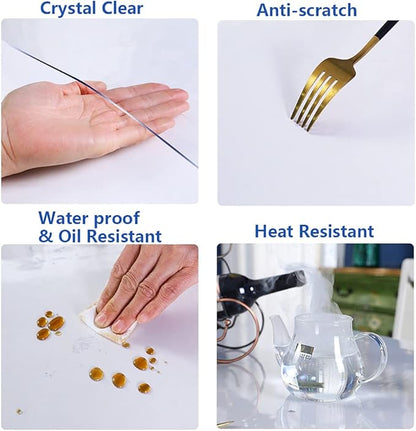 28x108 Clear Plastic Dining Table Protector Tablecloth Desk Pad Mat Wooden - Image 4