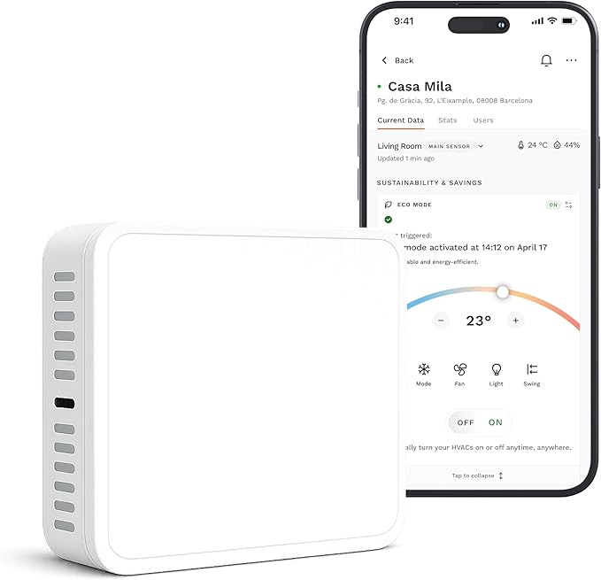 Smart Sensor for Air Quality Monitor, AC Control CO, WiFi Quality, Energy by LaylaEco