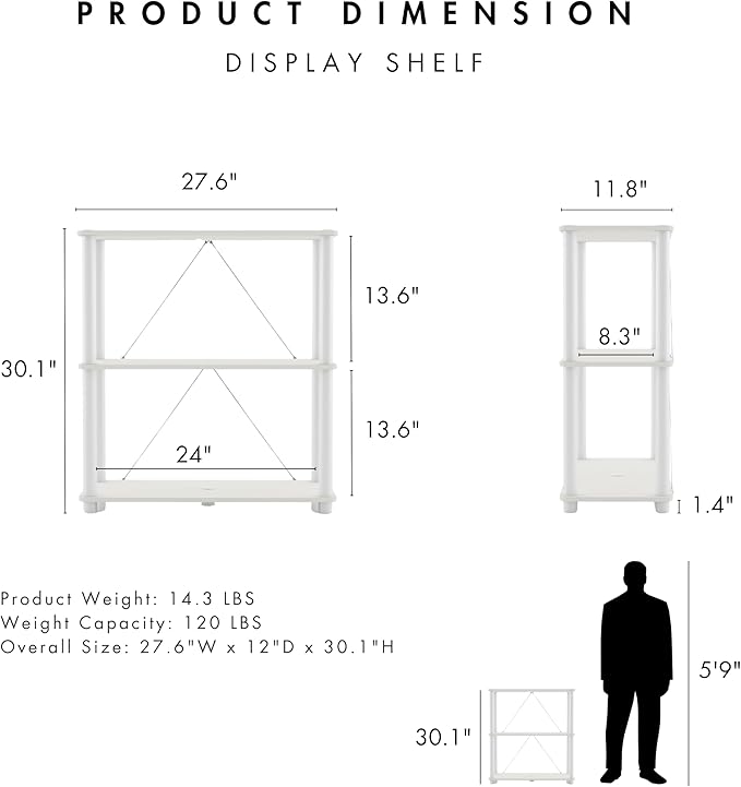 Homes: Inside + Out Apexa Modern 3-Tier Wide Shelving Units, Collectibles - Image 3
