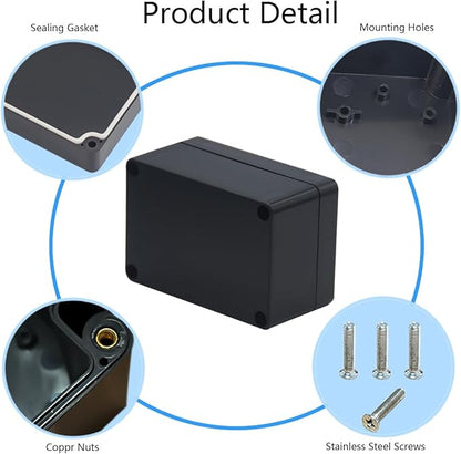 2 Pack Project Box ABS Plastic Black Electrical Boxes IP65 Waterproof DIY - Image 5